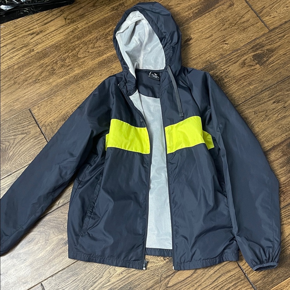 Paul Black Navy and Yellow Hooded Windbreaker